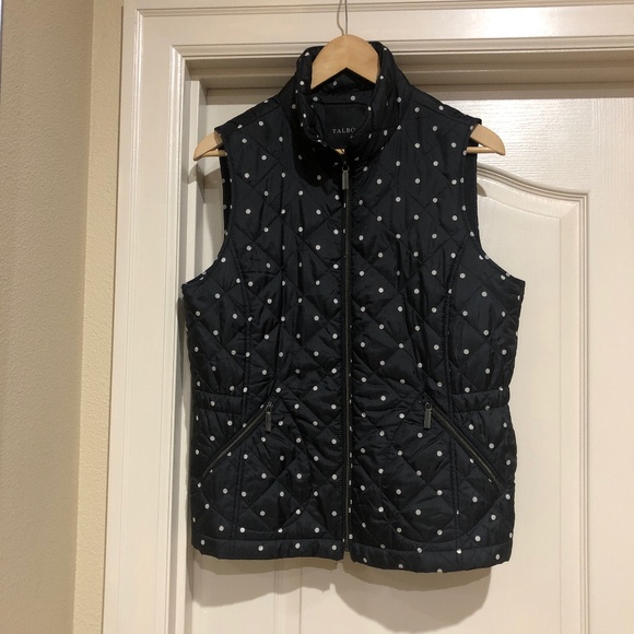 Talbots Polka Dot Lightweight Quilted Vest Figure Flattering NEW size medium - Picture 1 of 4